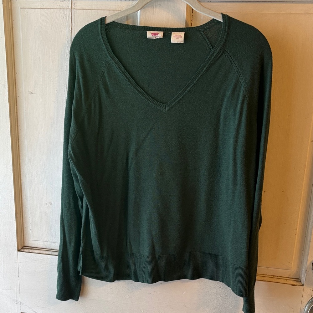 Levi's Dark Green Long Sleeve V-Neck Top